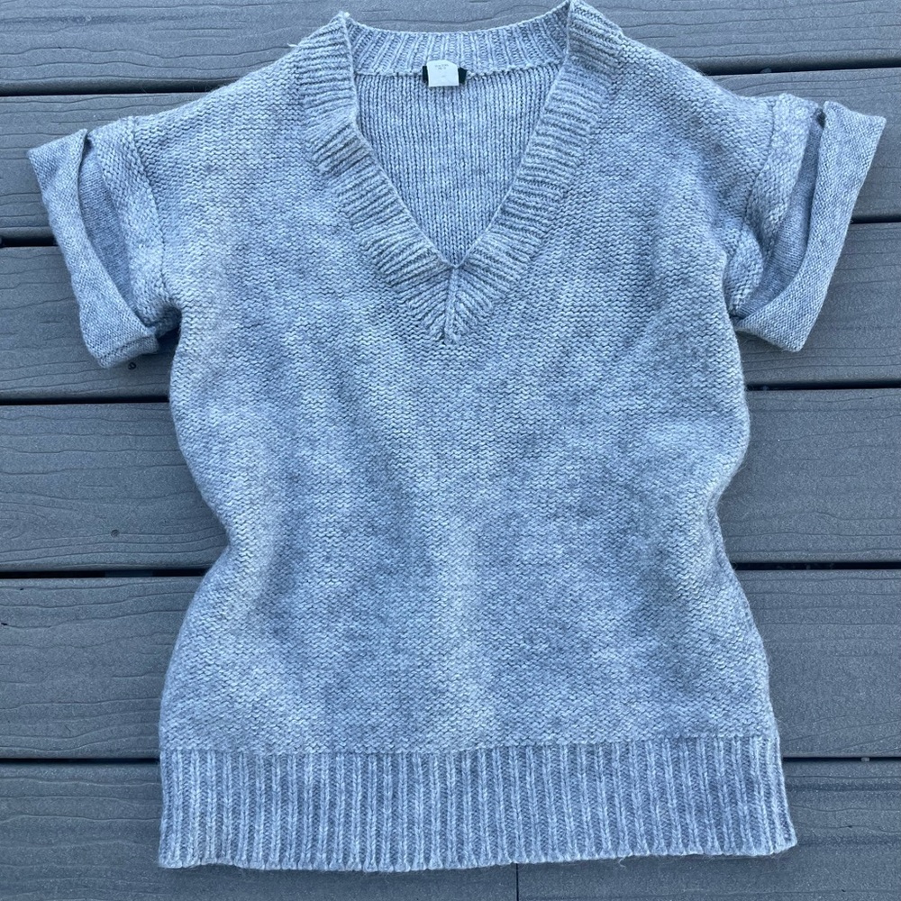 J. Crew Light Gray V-Neck Sweater